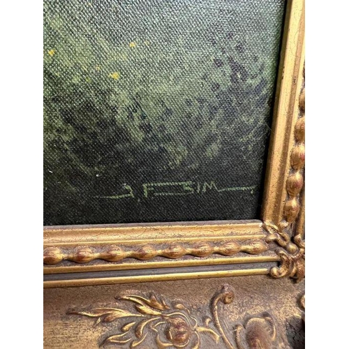 319 - An oil on canvas of an landscape, signed bottom right in a gilt frame