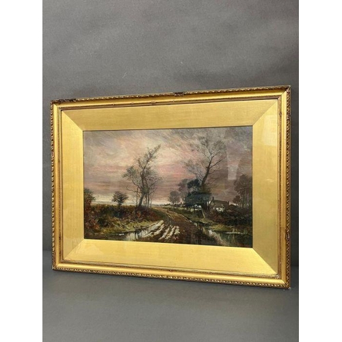 326 - Two framed oil painting of country scenes signed bottom H Newey 1905