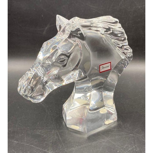 332 - A Baccarat crystal horse head ornament, boxed.