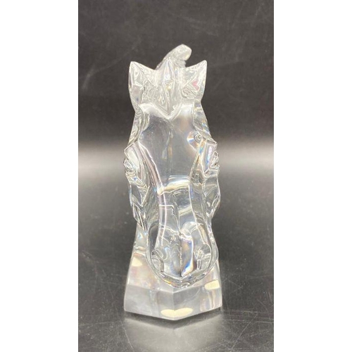 332 - A Baccarat crystal horse head ornament, boxed.