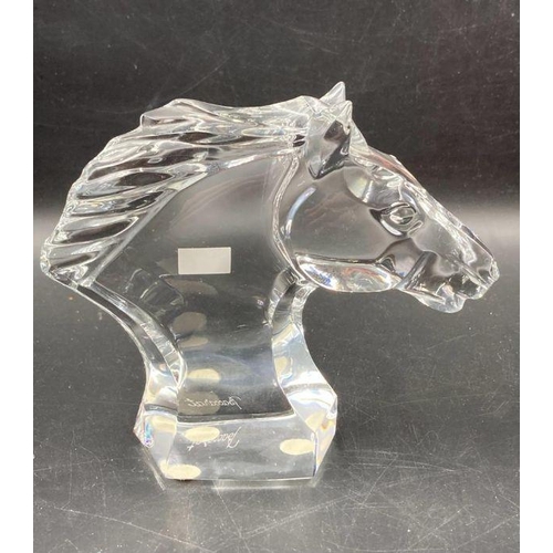 332 - A Baccarat crystal horse head ornament, boxed.