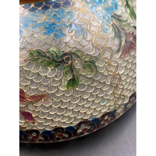 335 - A late Chinese Qing Dynasty cloisonne glass brush container