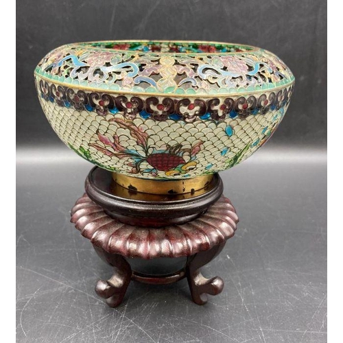 335 - A late Chinese Qing Dynasty cloisonne glass brush container