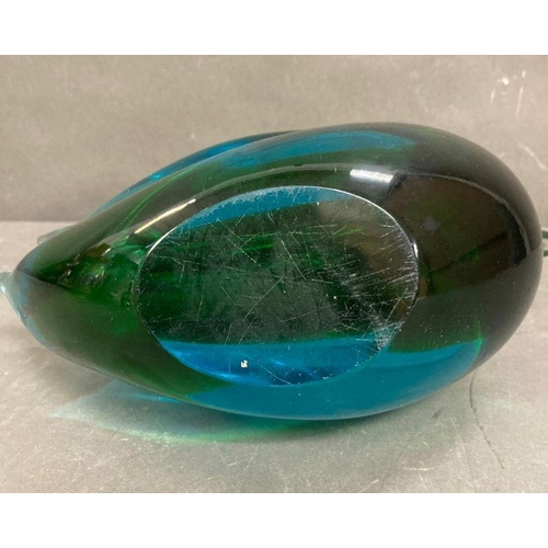 341 - A large Art glass Saran in greens and blues