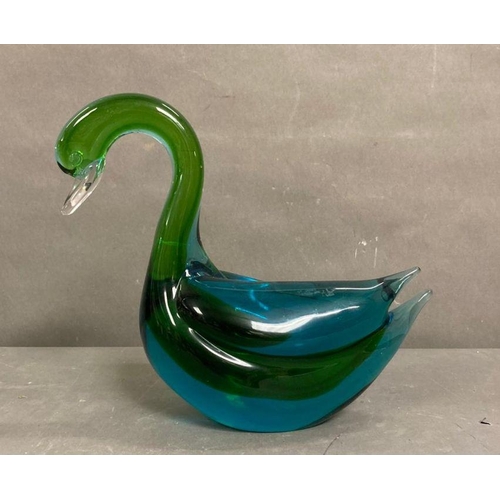 341 - A large Art glass Saran in greens and blues