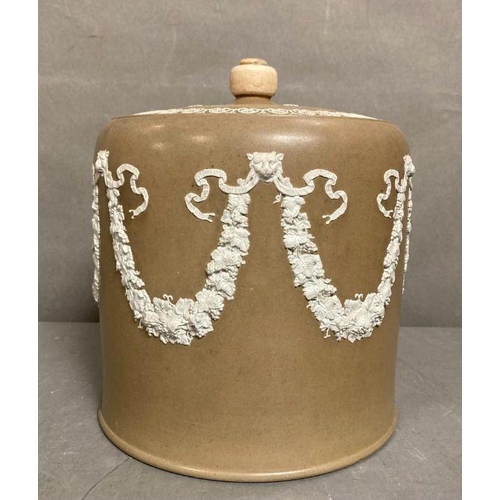 387 - A wedgewood Jasperware stilton dome in  brown