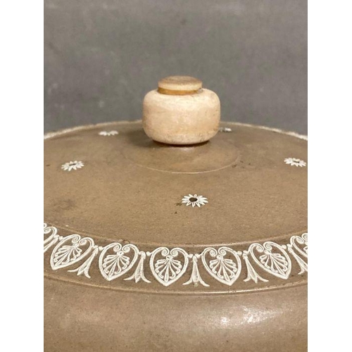 387 - A wedgewood Jasperware stilton dome in  brown