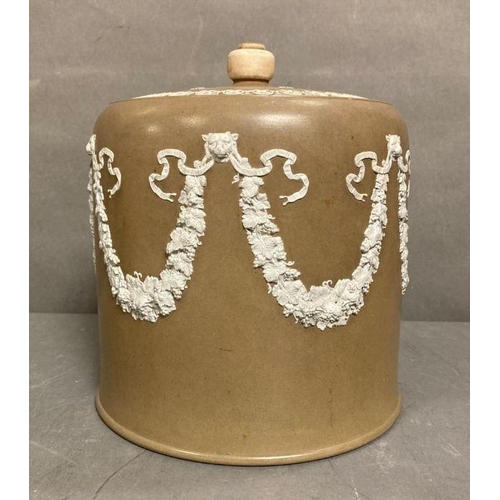 387 - A wedgewood Jasperware stilton dome in  brown