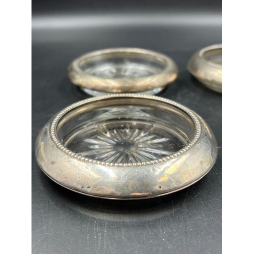 434 - Three small glass bowls with silver surrounds by Frank M Whiting & Co