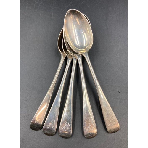 443 - A selection of five silver teaspoons, hallmarked for London 1896 by Josiah Williams & Co (Approximat... 