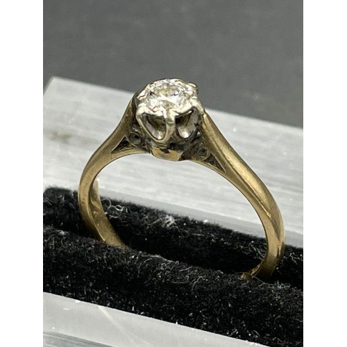 502 - A 9ct gold diamond ring (Stone 4mm in diameter, approximate total weight 2.2g) Size K