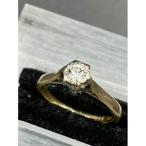 502 - A 9ct gold diamond ring (Stone 4mm in diameter, approximate total weight 2.2g) Size K