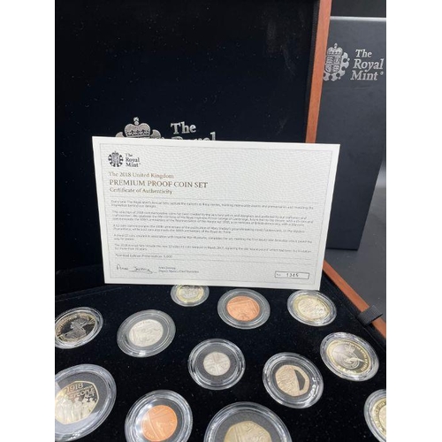 537 - A Royal Mint The 2018 United Kingdom Premium Proof 13 Coin Set with certificate and outer card box