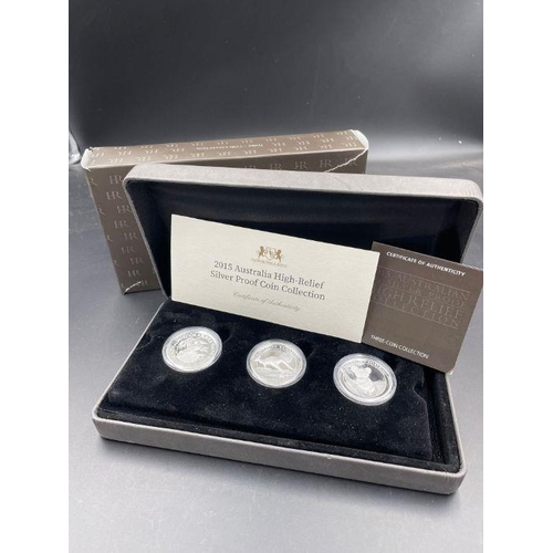 545 - 2015 Australian High Relief Silver Proof Three Coin Collection