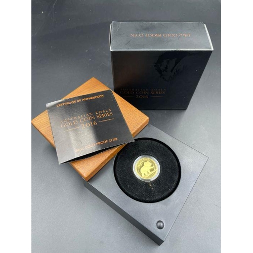 547 - Perth Mint 2016 Australian Koala Gold Coin series, boxed with papers