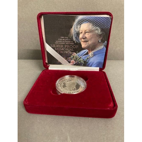 571 - A selection of seven silver proof crown coins all with a Royal theme to include: Queen Mother Centen... 