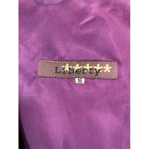 630 - Two vintage Liberty waistcoats. One pale pink damask and one in a crushed velvet with gold button de... 