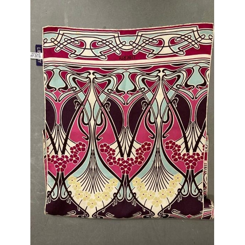 631 - Two vintage Art nouveau Liberty silk scarves. One in purples and pinks and the other in blues, reds ... 