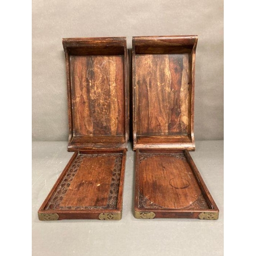 660 - A selection of vintage hardwood trays