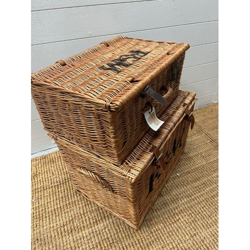 662 - Two wicker F & M hamper baskets