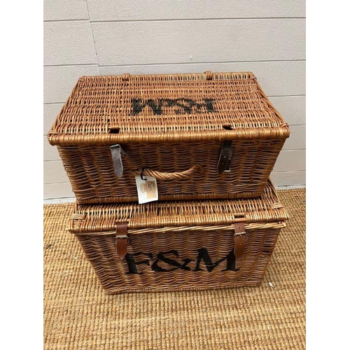 662 - Two wicker F & M hamper baskets