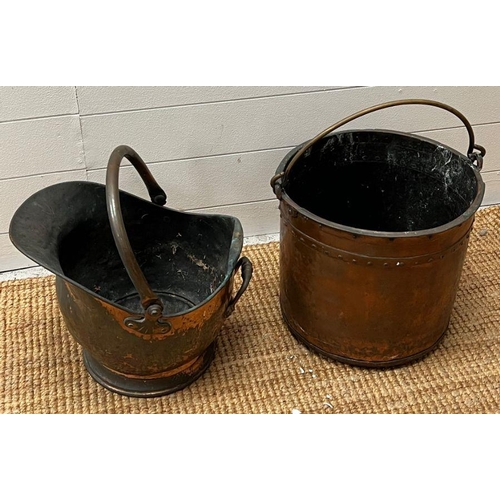 670 - A cooper bucket and scuttle