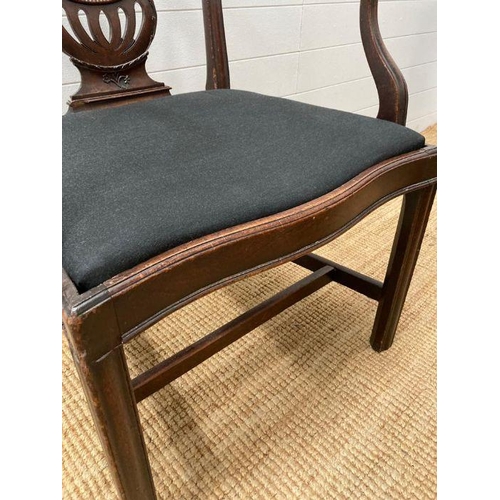 75 - A Hepplewhite carver with black upholstered seat pad