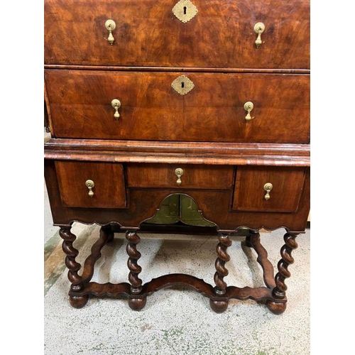 78 - A Queen Anne walnut chest on stand  (H159cm W104cm D58cm)