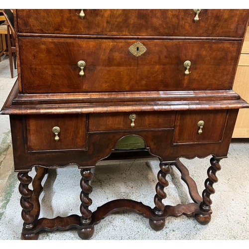 78 - A Queen Anne walnut chest on stand  (H159cm W104cm D58cm)