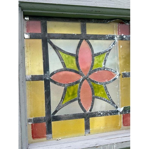 91 - A perspex stained glass effect window panel 110cm x 170cm