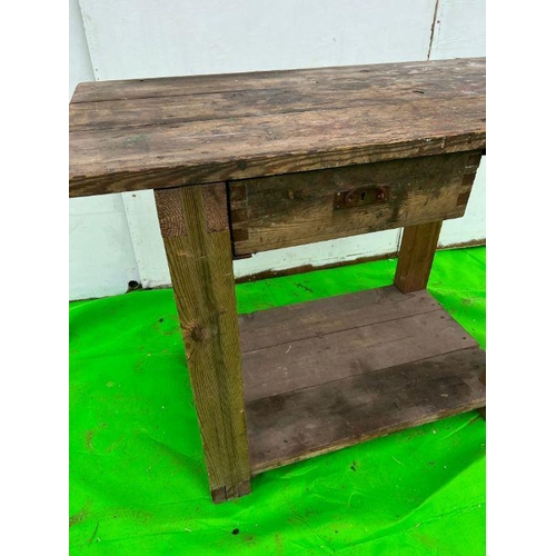 98 - A work bench with drawer (H92cm W123cm D65cm)