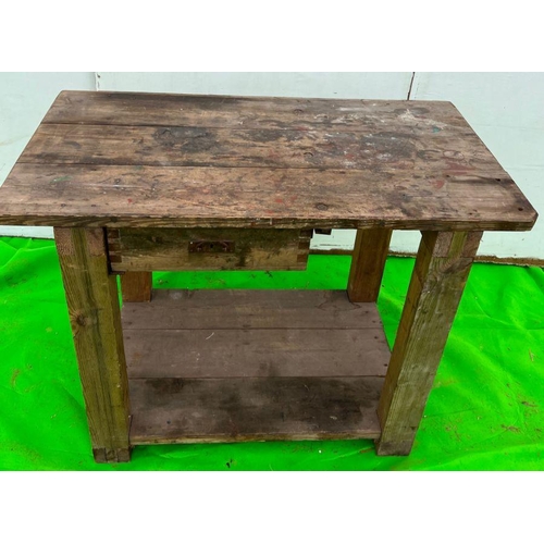 98 - A work bench with drawer (H92cm W123cm D65cm)