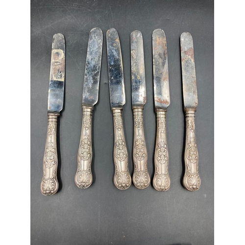 417 - A set of six silver handled knives by William Eley II, hallmarked for London