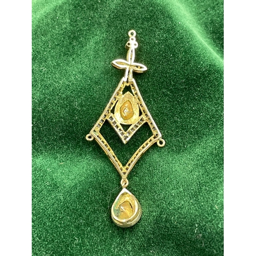 490 - A gold old cut diamond pendant