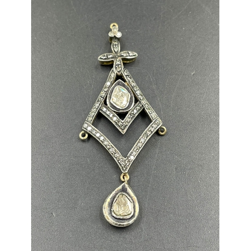 490 - A gold old cut diamond pendant