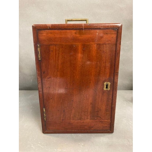 723 - A 19th Century Wenham binocular petrological microscope by Ross of London, cased on plinth in a glas... 