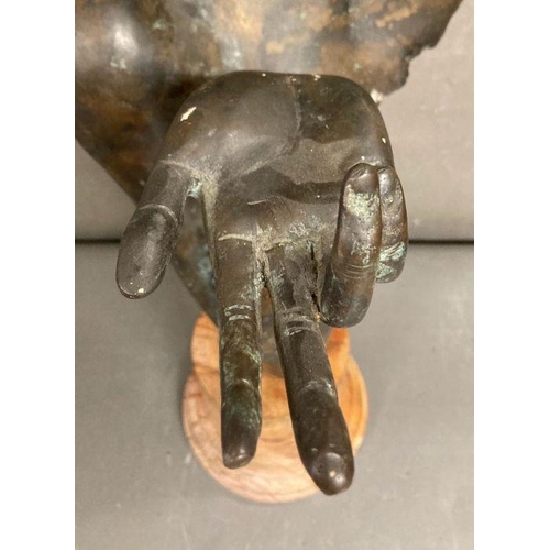 725 - A bronze Art Nouvea style bust of a water Nymph with marble plinth, signed J Prince (H83cm with Plin... 