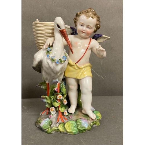 100 - Two Meissen figures of cherubs with storks AF H20cm