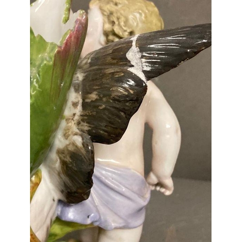 100 - Two Meissen figures of cherubs with storks AF H20cm