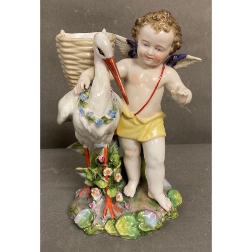 100 - Two Meissen figures of cherubs with storks AF H20cm