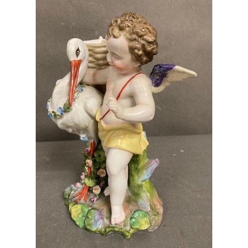 100 - Two Meissen figures of cherubs with storks AF H20cm