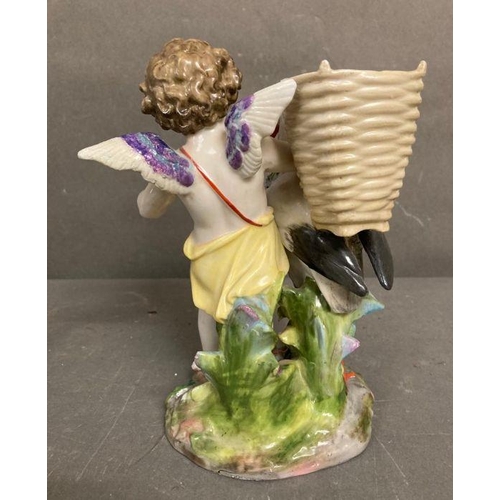 100 - Two Meissen figures of cherubs with storks AF H20cm