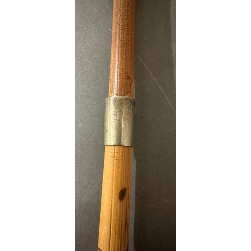 102 - A bone handled hunting whip along with a riding crop.