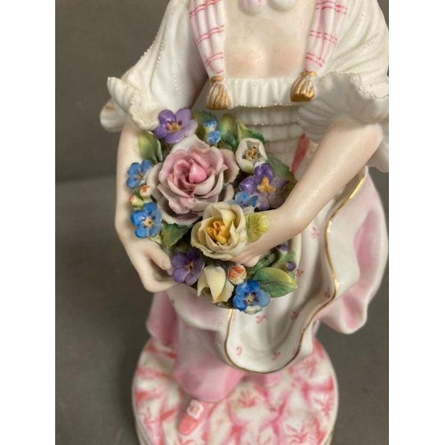 105 - An 19th Century Bisque figure of a lady holding flowers