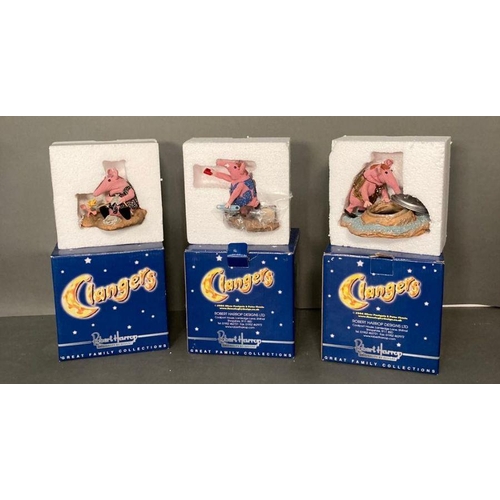 110 - Three Robert Harrop Clangers Figurines: Major, Aunty and Granny Clanger