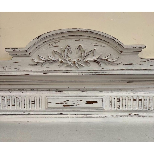 13 - A white painted marble topped French style buffet (H186cm W114cm D46cm)