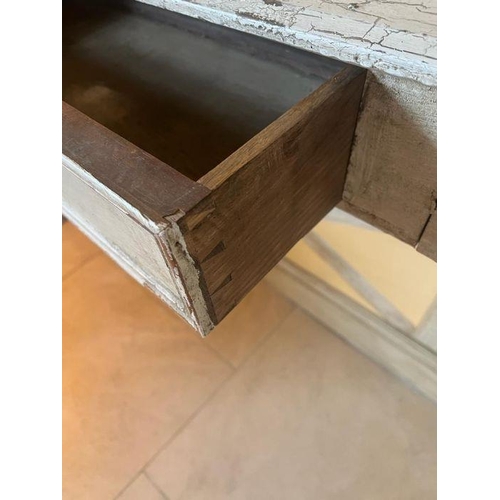 20 - A wooden console table with barley twist and drawer to centre with a distress painted patina (H89cm ... 