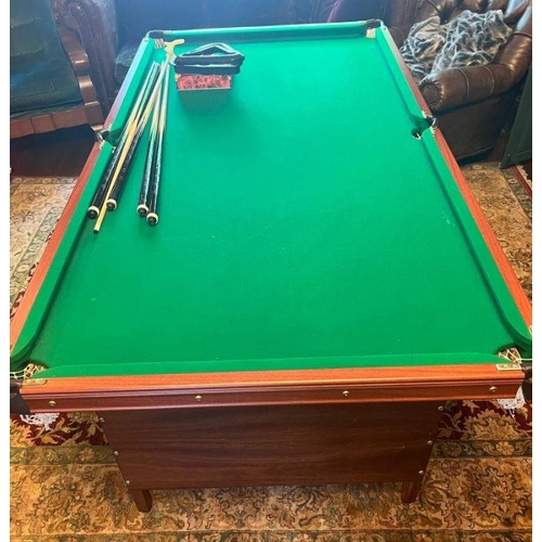 24 - A folding pool/snooker table with sundries