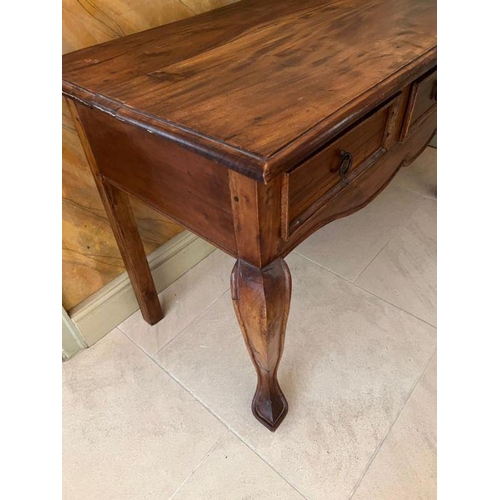 25 - A console table with three drawers to centre on cabriole legs (H78cm W130cm D54cm)