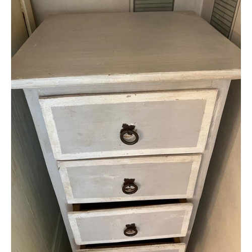 26 - A painted tall boy chest of drawers (H153cm W46cm D43cm)